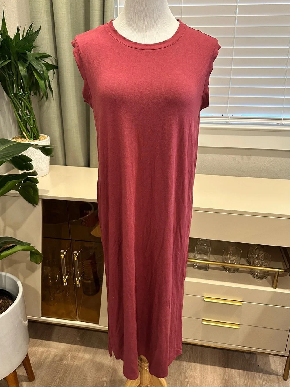 eileen fisher red dress EILEEN FISHER Organic-Linen Midi Dress
